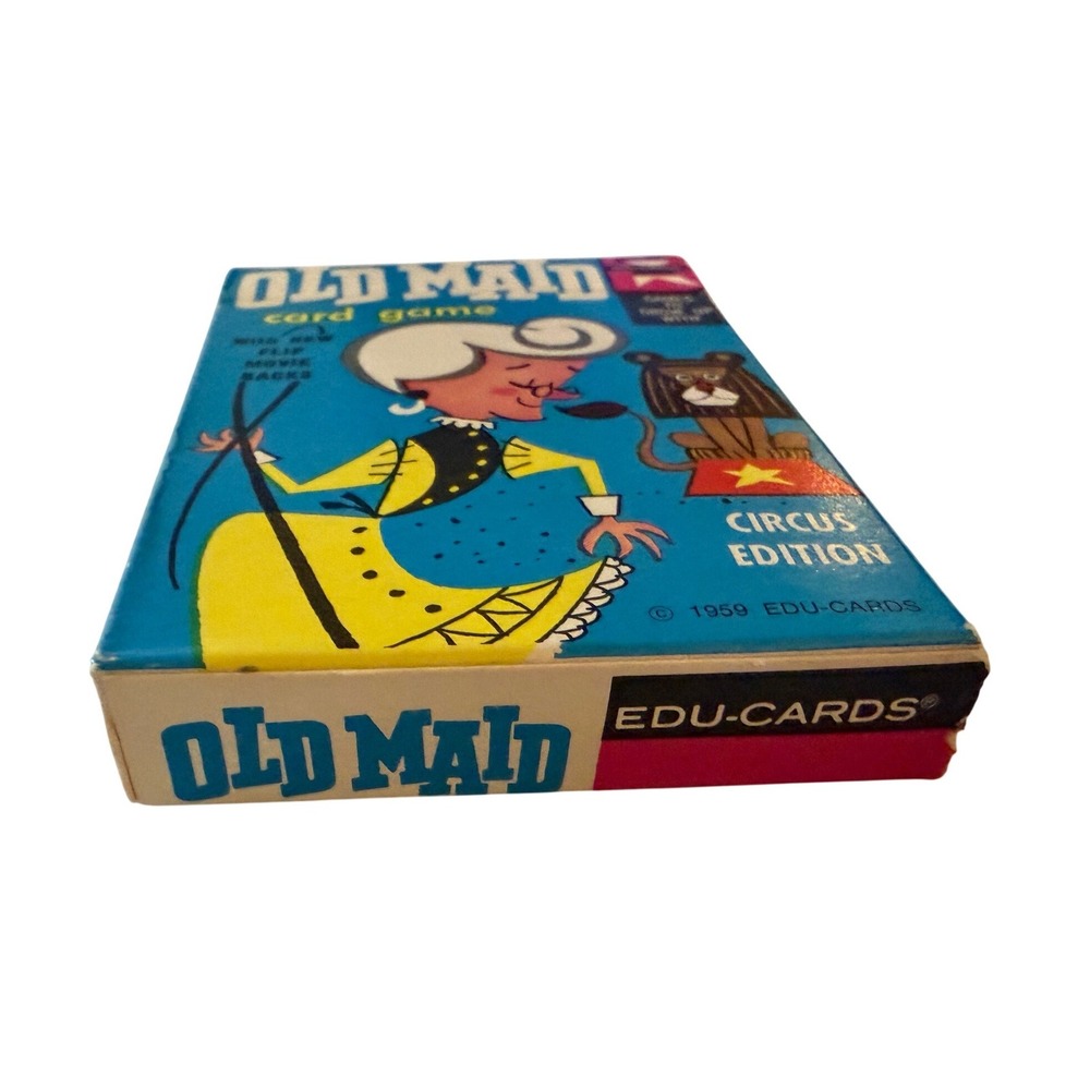 Vintage 1959 Edu-Cards Old Maid Card Game Circus Edition Flip Movie Backs